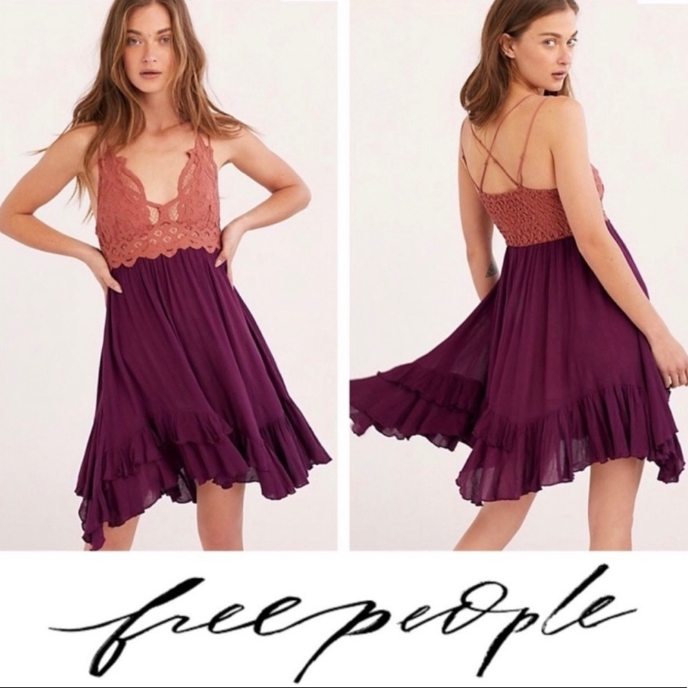 NEW Free People Two Tone Adella Lace Slip Dress